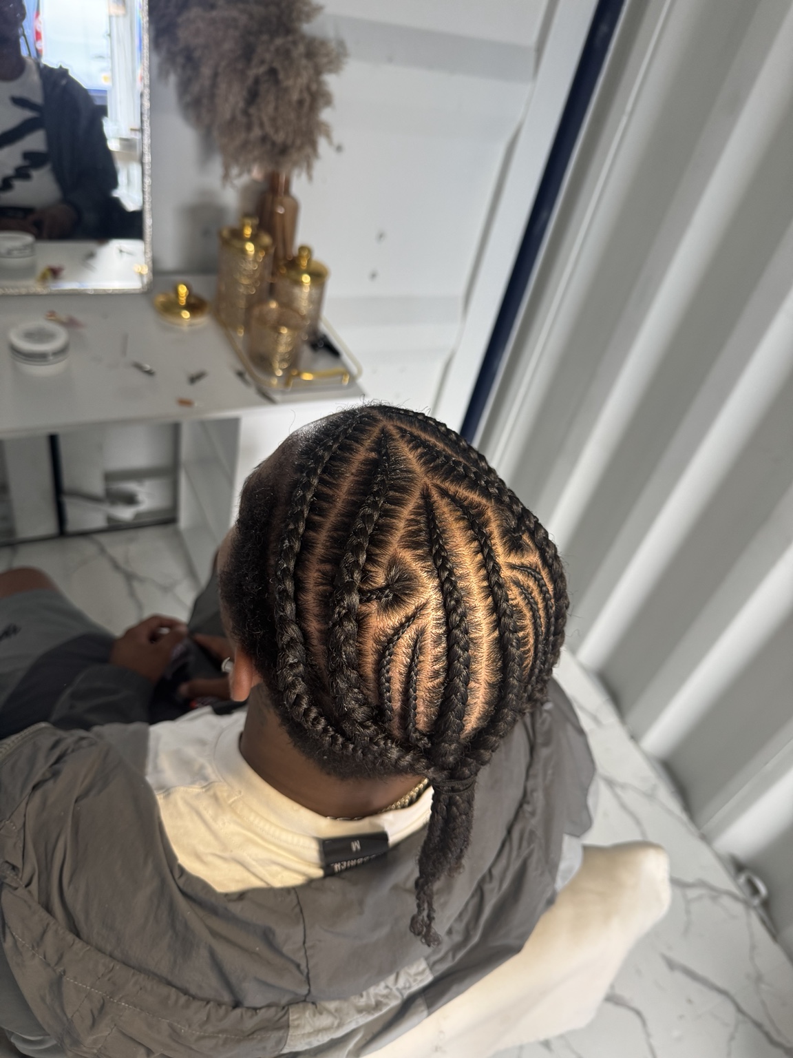Back view of neat cornrows