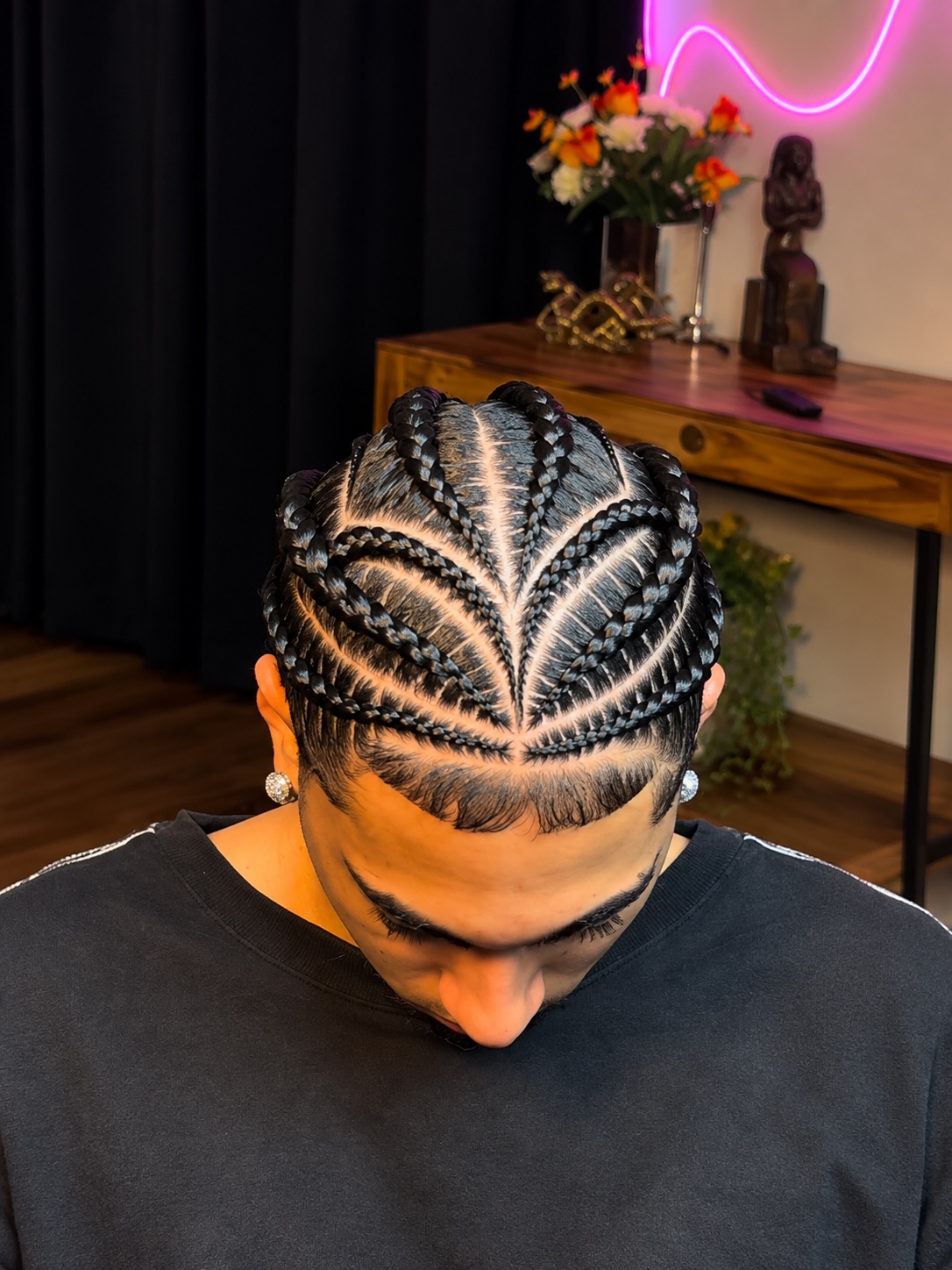Intricate geometric cornrow braids